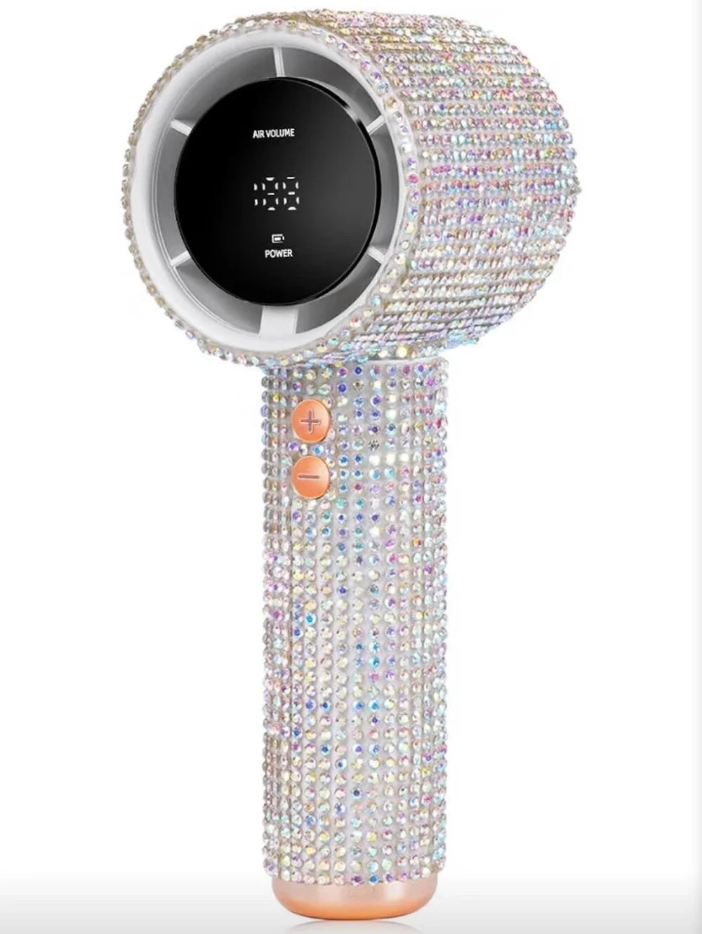 Bling Crystal White Portable Hand Held Fan